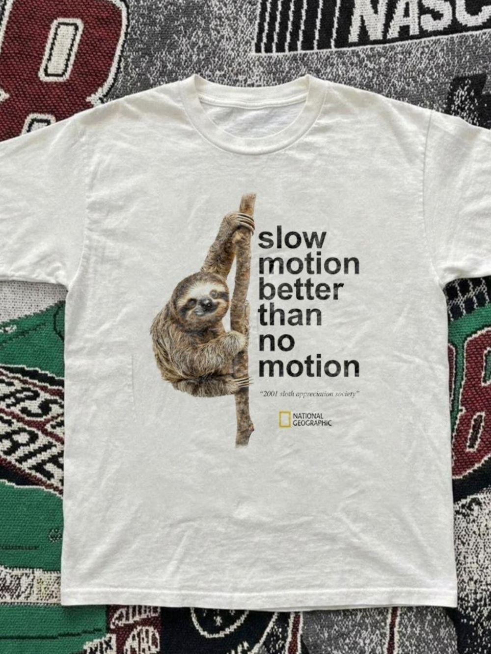 Gildan White Short-Sleeve Sloth Graphic Tee with Black Text